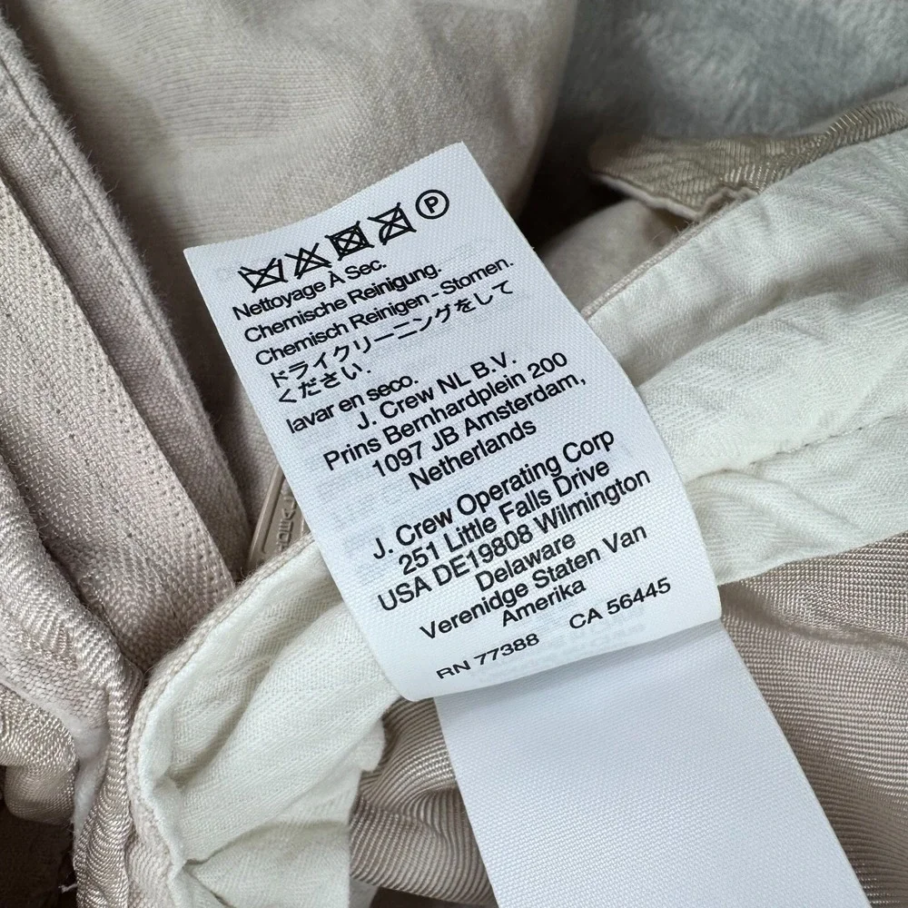 J.Crew Ludlow Pants Mens 32x30 Tan Baird McNutt Irish Linen Cotton AU429‎ Chino